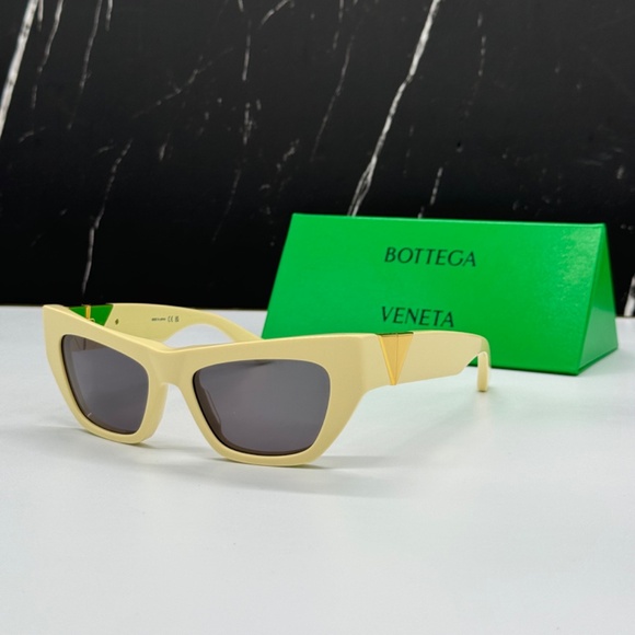 NEW BV1177S 004 BOTTEGA VENETA YELLOW GREY CAT EYE WOMEN SUNGLASSES - Picture 2 of 13